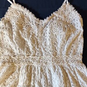 White Eyelet Sundress with Lace Trim
